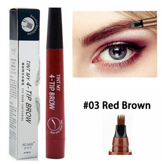 4 Fork Eyebrow Pencil Natural Waterproof Anti-Sweat Lasting Liquid Does Not Faint Dye Extremely Fine Eyebrow Pencil Makeup Tool
