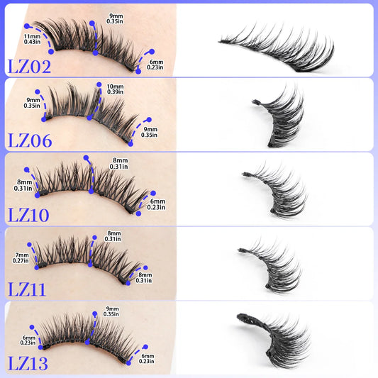 1 Pair Magnetic Eyelashes Set Reusable Easy to Use Eyelash Extension Tools Natural Curler False Eyelashes with Magnetic Tweezers
