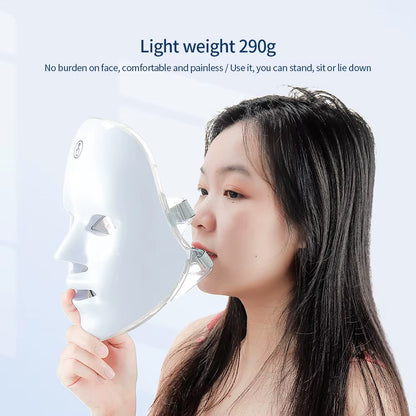 Wireless 7 Colors LED Face Beauty Machine Photon Facial Neck Skin Tighten Rejuvenation Facial Neck Mask